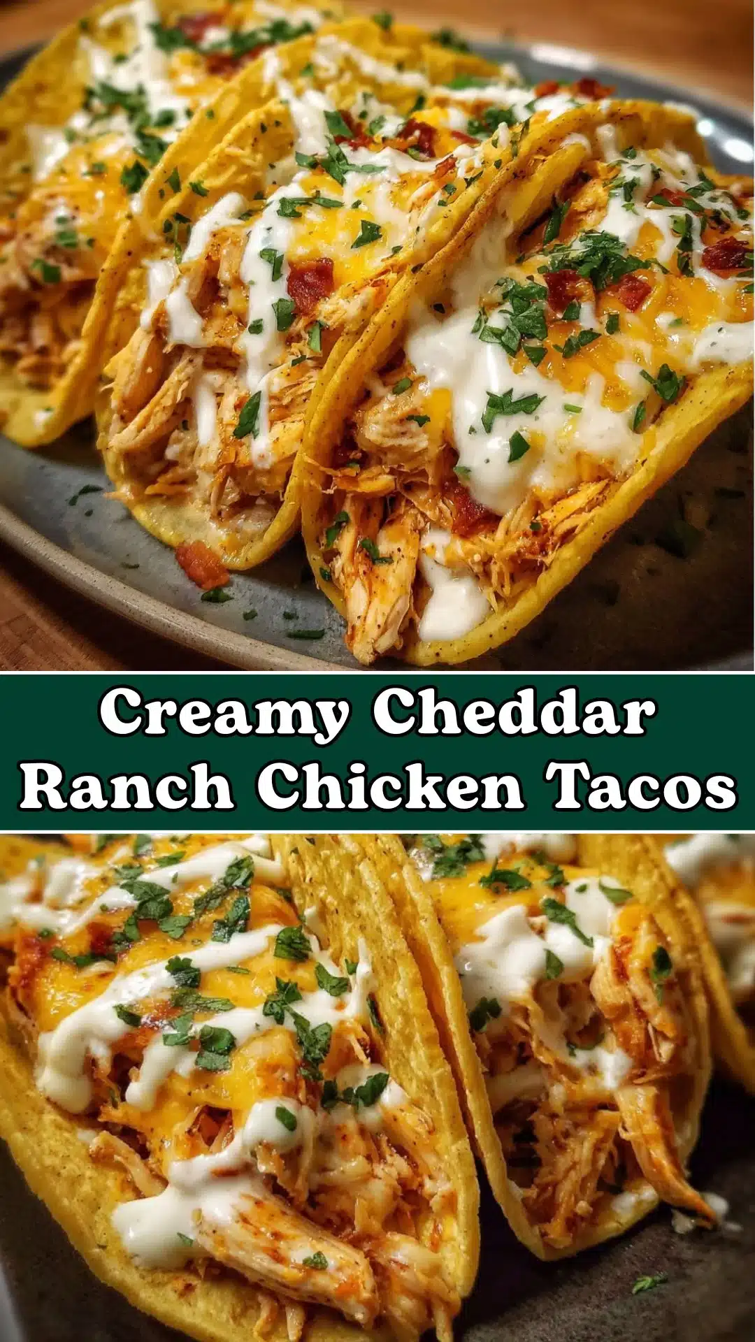 Creamy Cheddar Ranch Chicken Tacos