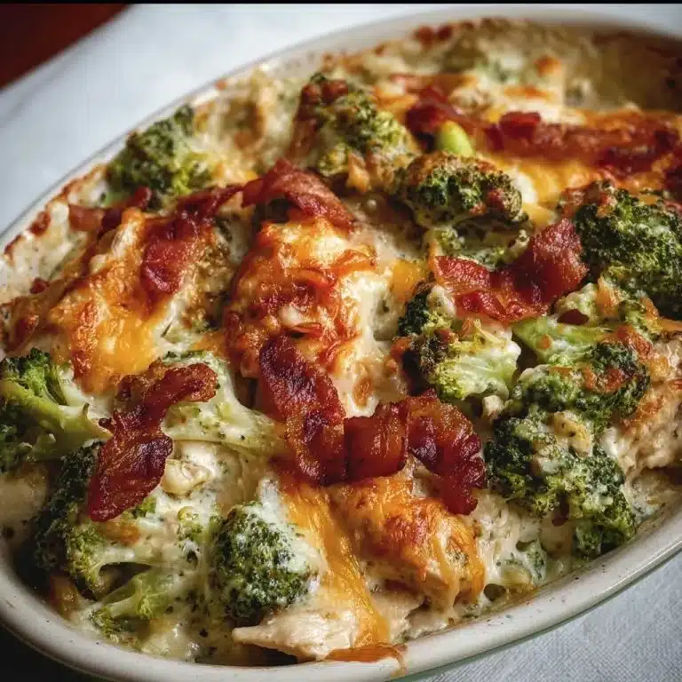 Creamy Low Carb Chicken Casserole with Broccoli and Bacon 3 Creamy low carb chicken casserole with broccoli and bacon dish