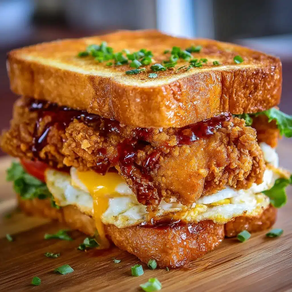 Delicious French Toast Fried Chicken Sandwich served with syrup
