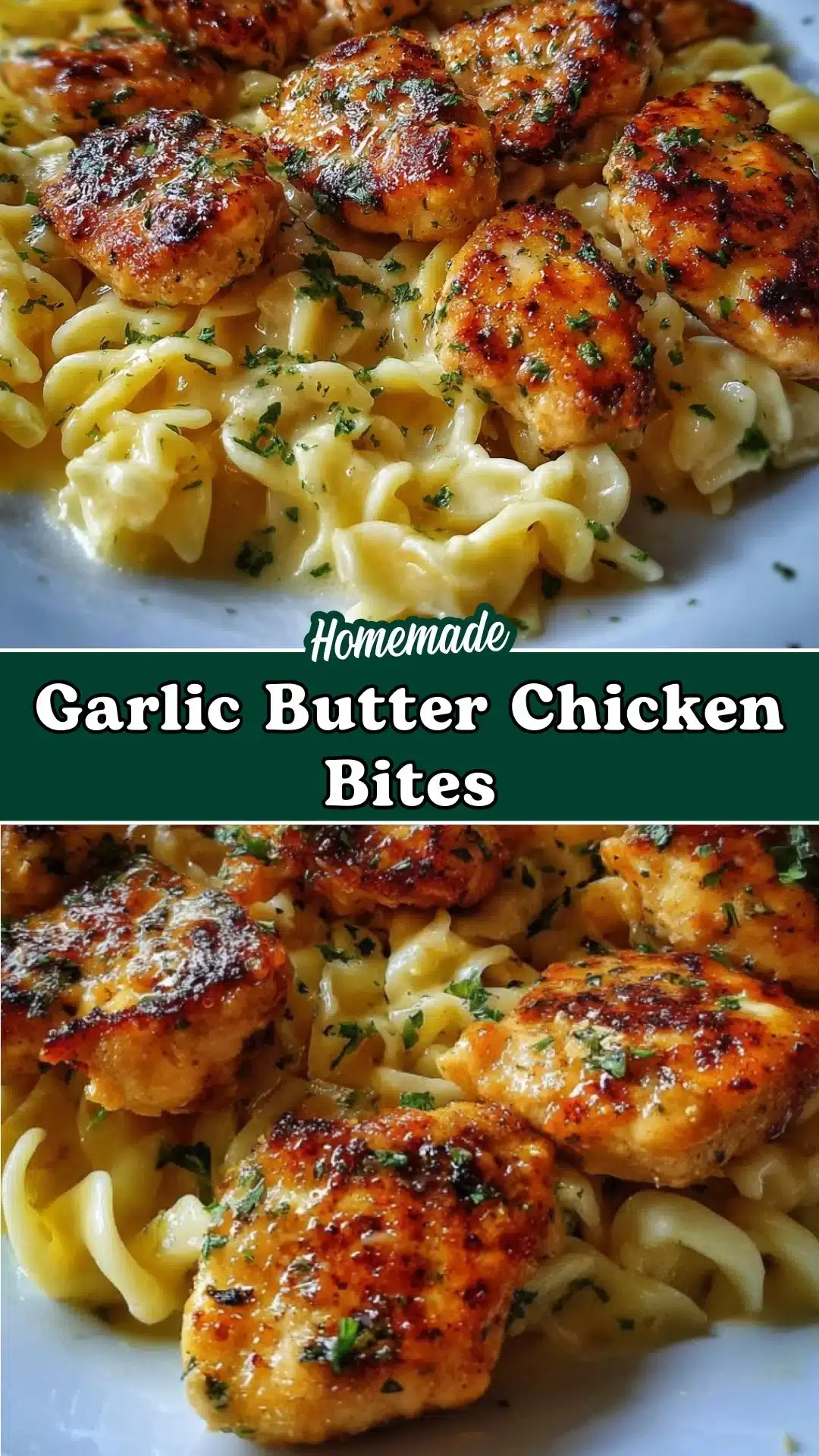 Garlic Butter Chicken Bites with Creamy Parmesan Pasta