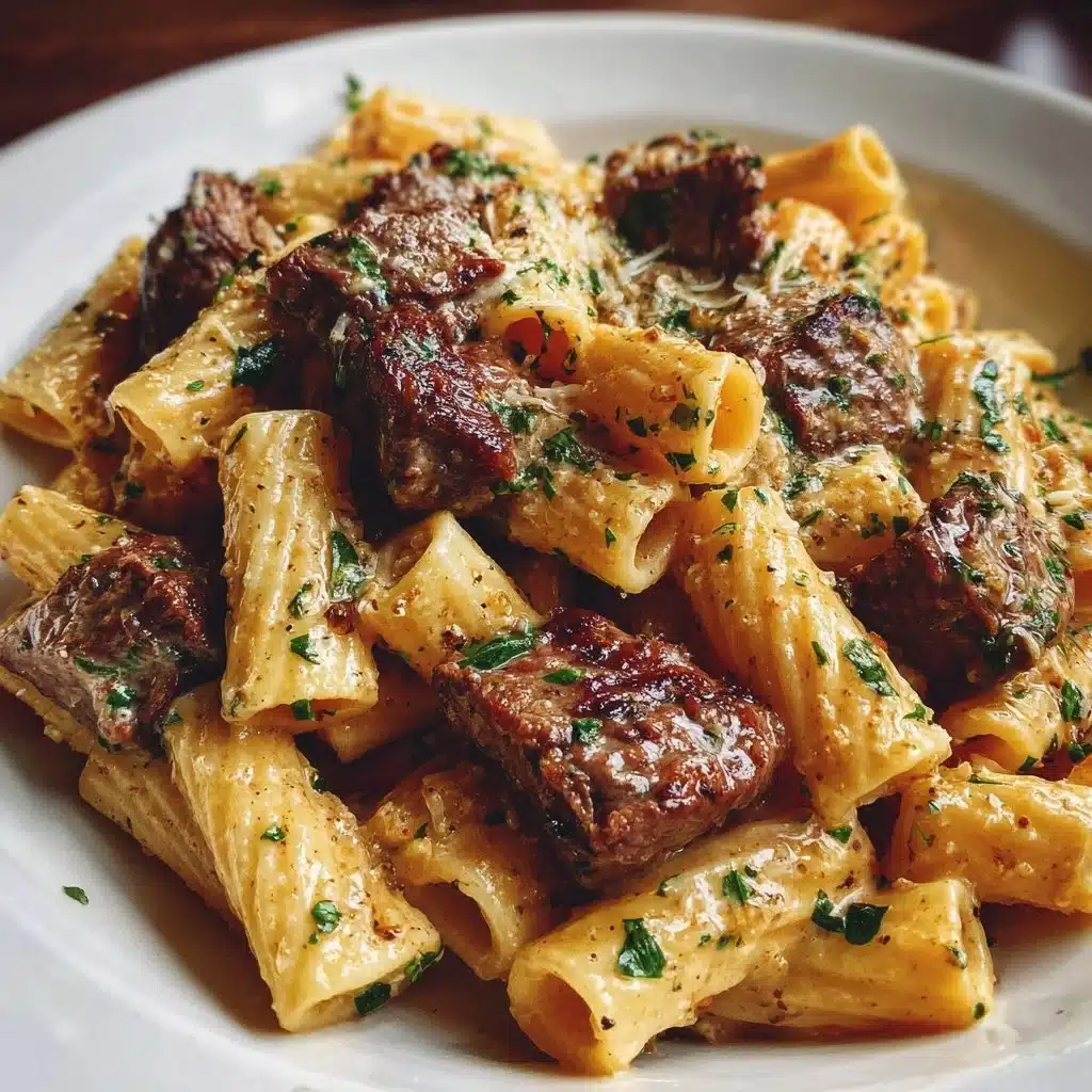 Garlic Butter Steak Rigatoni 3 Garlic Butter Steak Rigatoni with juicy steak and rich garlic butter sauce