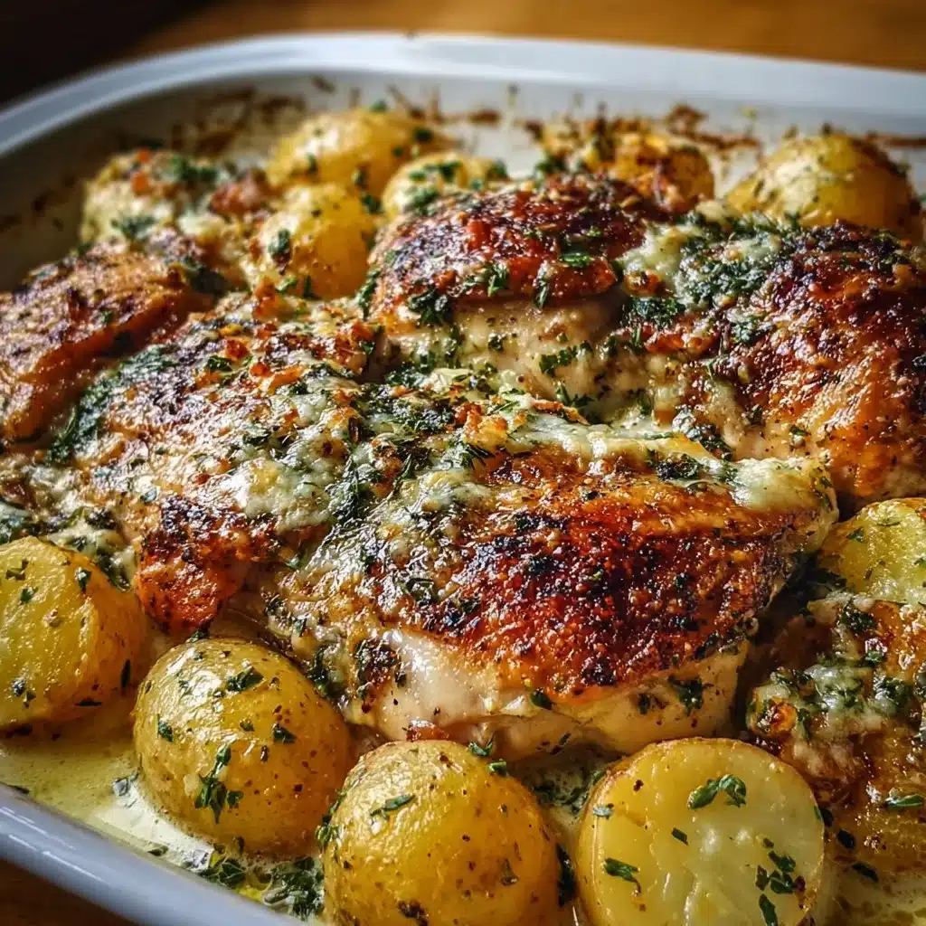 Delicious Garlic Parmesan Chicken and Potatoes served on a plate