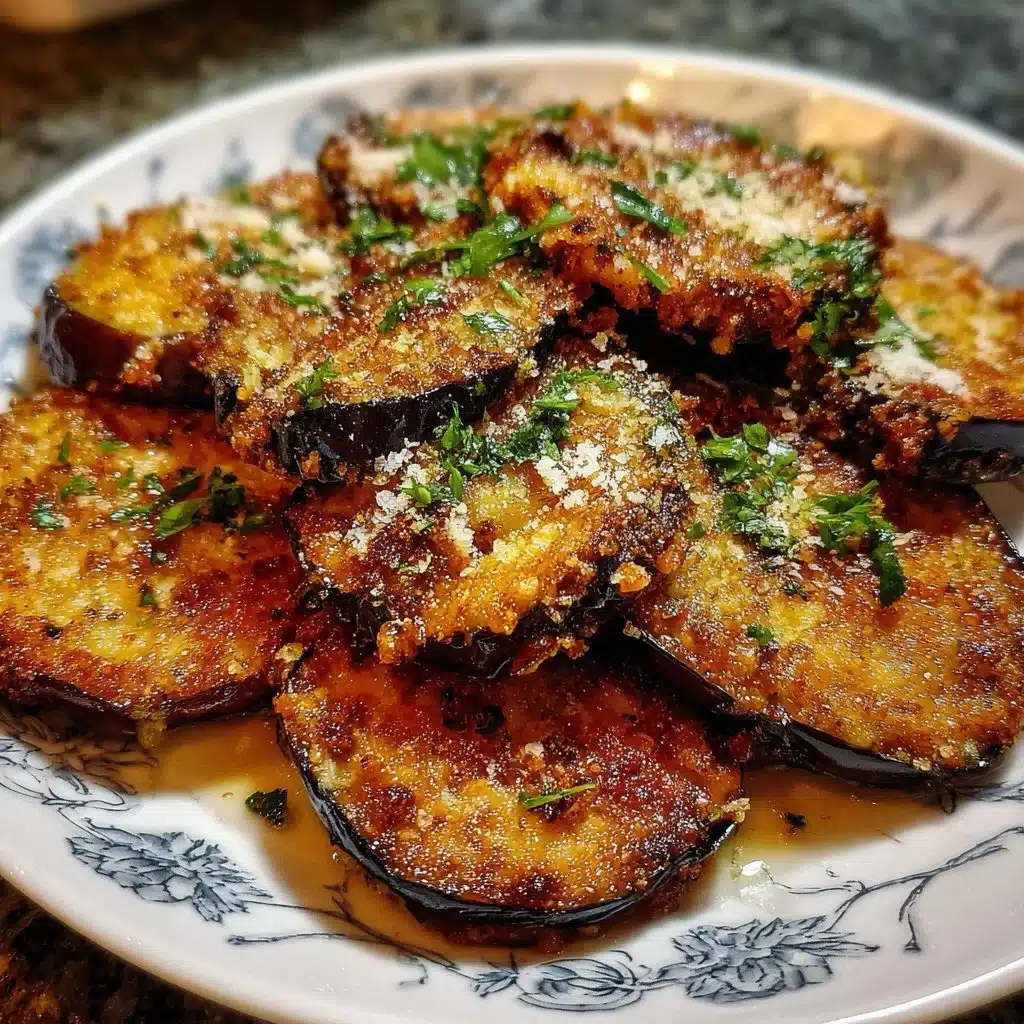 Impossibly crispy baked eggplant served with herbs and spices