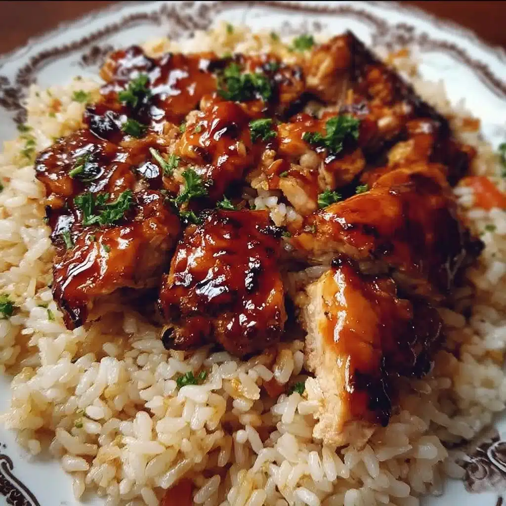 One-Pan Honey BBQ Chicken Rice - a flavorful and easy recipe for a hearty meal.