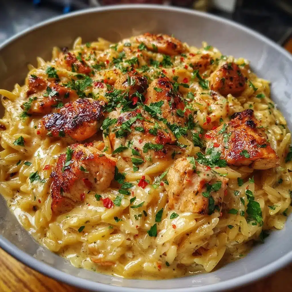 One-Pot Cajun Chicken Alfredo Orzo