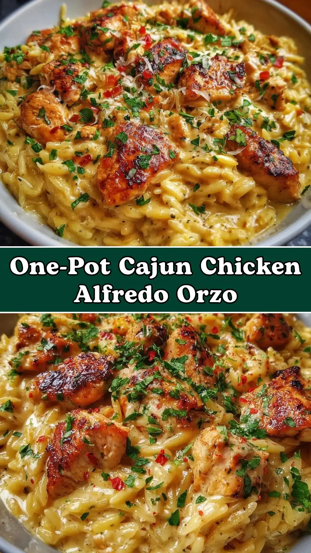 One-Pot Cajun Chicken Alfredo Orzo