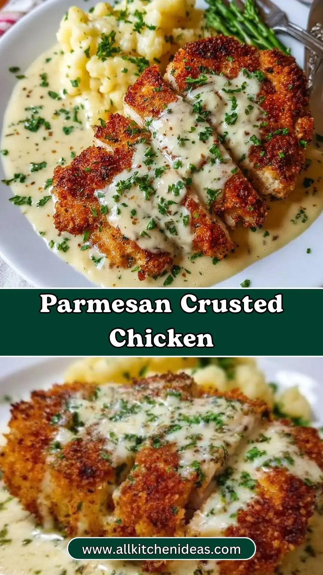 Parmesan Crusted Chicken with Creamy Garlic Sauce 2 Parmesan Crusted Chicken with Creamy Garlic Sauce