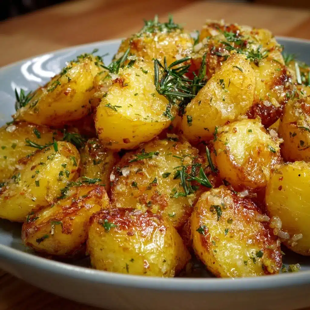 Crispy and flavorful Greek Lemon Potatoes served with fresh herbs