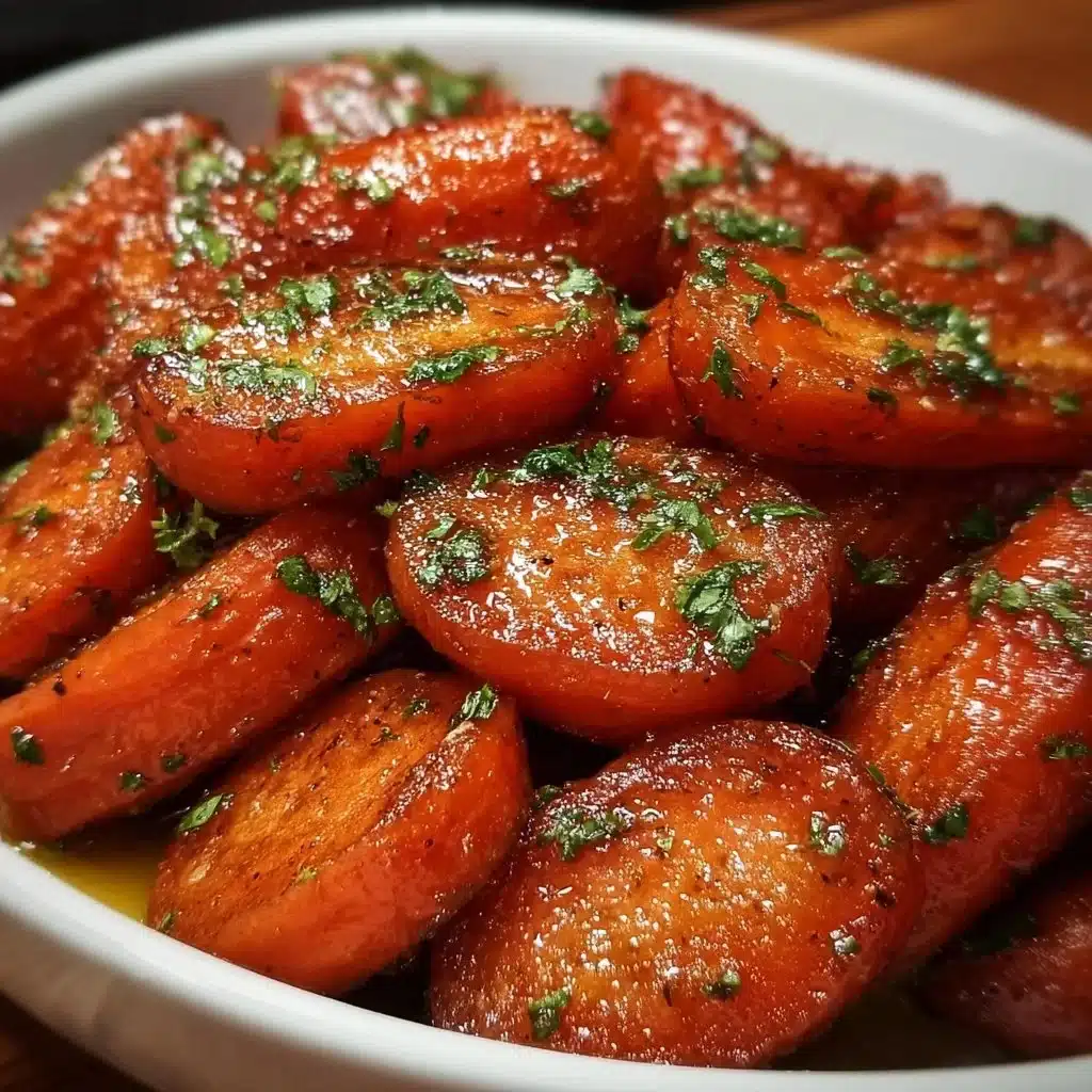 Savory brown sugar glazed carrots served on a dish.