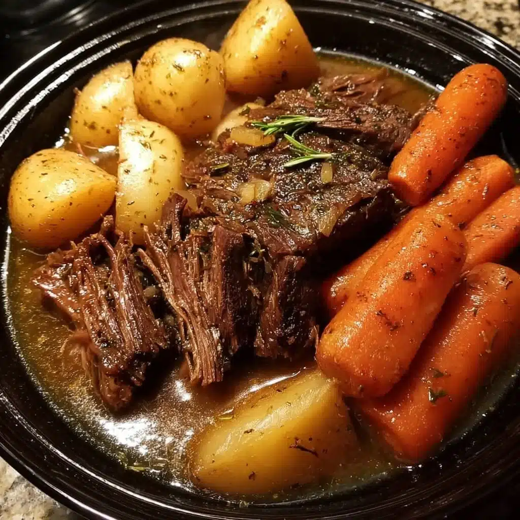 Slow Cooker Pot Roast Recipe: 8-Hour Melt-in-Your-Mouth Magic 3 Delicious slow cooker pot roast served with vegetables on a plate