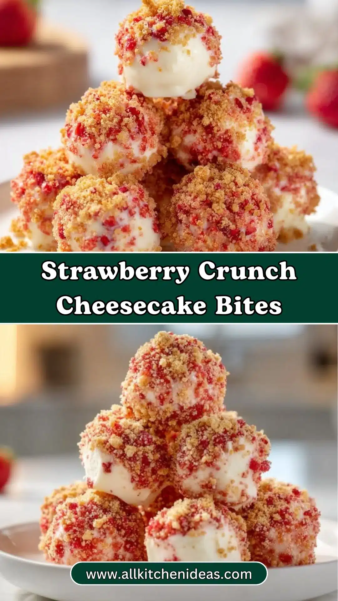 Strawberry Crunch Cheesecake Bites 2 Strawberry Crunch Cheesecake Bites